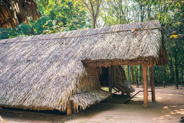 Cu Chi tunnel, historic famous place in Vietnam war, army dig underground dug out to living, now it's heritage destination for Viet Nam travel in Ho Chi Minh city