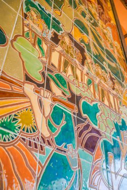 Cu Chi Tüneli, Ho Chi Minh Şehri, Vietnam - 21 Aralık 2019: Ben Duoc Tapınağındaki Renkli Duvar Resimleri (Den Ben Duoc)