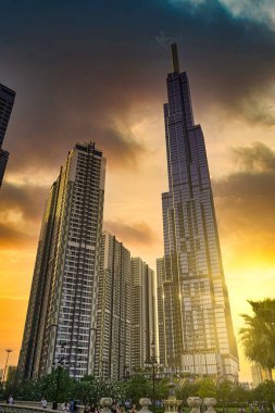 Ho Chi Minh City, Vietnam - February 14, 2020 :Landmark 81 is a super-tall skyscraper currently under construction in Ho Chi Minh City, Vietnam. Landmark 81 is the tallest building in Vietnam and the 14th tallest building in the world clipart