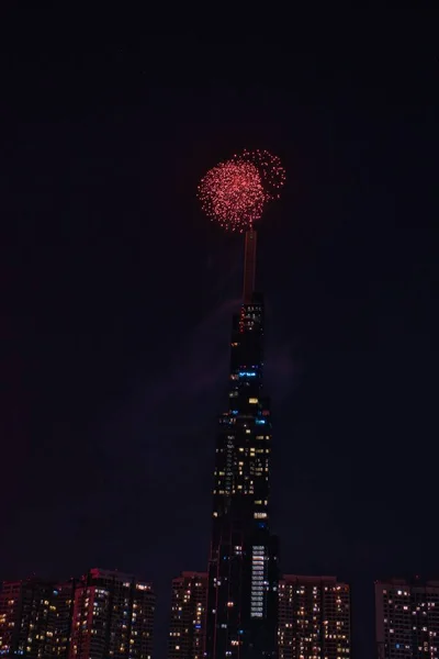 High Resolution Image Colorful Fireworks Chi Minh City New Year — Stock Photo, Image