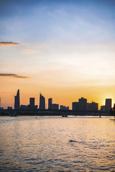 Rivier Uitzicht Het Landschap Bij Zonsondergang Boot Rivier Met Rustig — Stockfoto