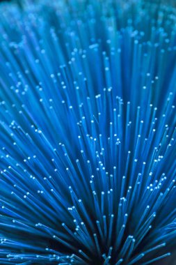 Mavi tütsü doku arka planına yapışır. Geleneksel Vietnamca renkli tütsü çubuklarının yakın çekimi