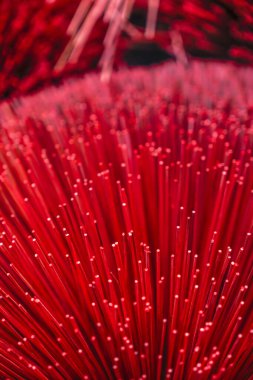 Geleneksel Vietnamca renkli tütsü çubuklarının yakın çekimi