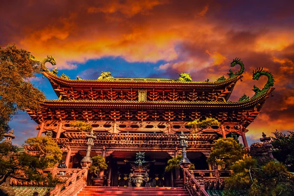 Sunset Kilátás Minh Thanh Pagoda Pleiku Város Gia Lai Tartomány — Stock Fotó