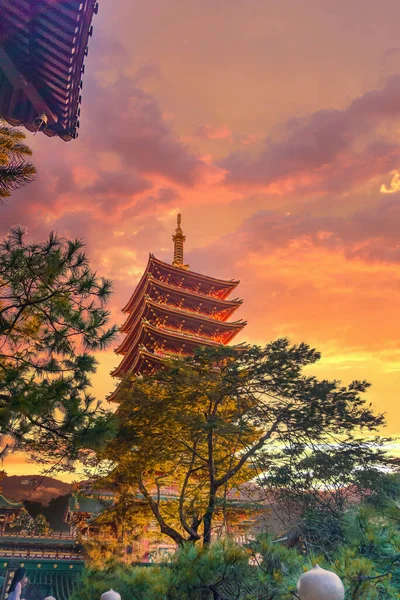Pleiku şehrindeki Minh Thanh Pagoda 'nın günbatımı manzarası, Gia Lai vilayeti, Vietnam, görkemli bir Budist mimari yapı.