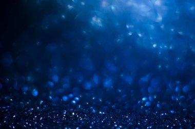 Soyut mavi ışıltı arka plan, parlak parıltı, soyut parıltı - mavi parıltı altın Noel ışıkları ve parlak arka plan