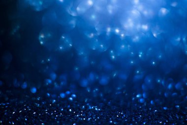 Soyut mavi ışıltı arka plan, parlak parıltı, soyut parıltı - mavi parıltı altın Noel ışıkları ve parlak arka plan