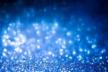 Soyut mavi ışıltı arka plan, parlak parıltı, soyut parıltı - mavi parıltı altın Noel ışıkları ve parlak arka plan