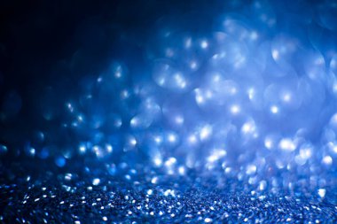 Soyut mavi ışıltı arka plan, parlak parıltı, soyut parıltı - mavi parıltı altın Noel ışıkları ve parlak arka plan