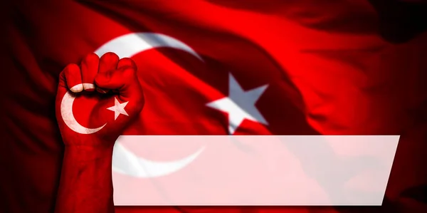 Флаг Турции Нарисован Мужском Кулаке Кулачном Флаге Стране Турции Силе — стоковое фото