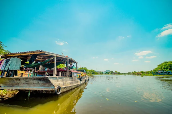 Traditional Vietnamese Wooden Boats River Vietnam Asia Beautiful Landscape Blue — Stock Photo, Image