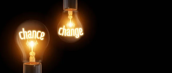 Photo Light Bulbs Chance Change Words Concept Related Words Isolated — Stock Photo, Image