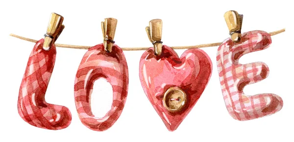 Символ Дня Святого Валентина Ватерколірний Малюнок Білому Тлі Серце Любов — стокове фото