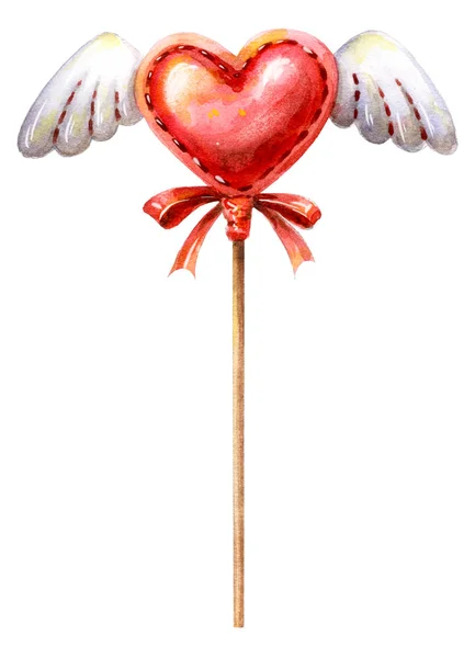 Valentine Day Symbol Watercolor Illustration White Background Heart Love Beautiful — 스톡 사진