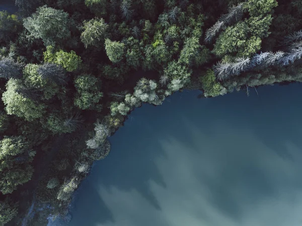 Uitstekende Drone Shot Met Prachtig Uitzicht Bos Meer — Stockfoto