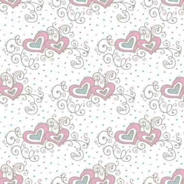 Kusursuz kalp deseni ve arka plan vektör çizimi