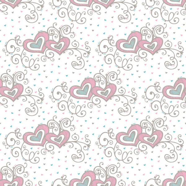 Motif de coeur sans couture et illustration vectorielle de fond — Image vectorielle