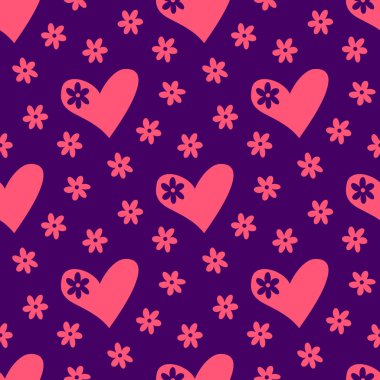 Kusursuz kalp deseni ve arka plan vektör çizimi