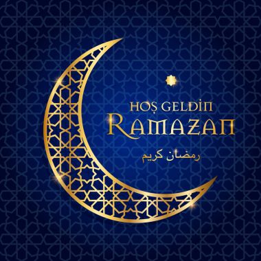 Ramazan Bayramı, ramazan kareem. ramazan tebrik kartı vektör çizim hoş geldiniz (Türkçe: hos geldin ramazan)