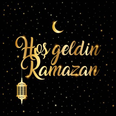 Ramazan Bayramı, ramazan kareem. ramazan tebrik kartı vektör çizim hoş geldiniz (Türkçe: hos geldin ramazan)