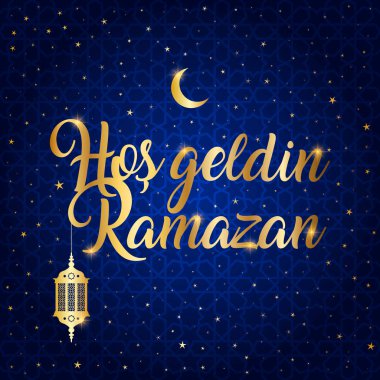 Ramazan Bayramı, ramazan kareem. ramazan tebrik kartı vektör çizim hoş geldiniz (Türkçe: hos geldin ramazan)