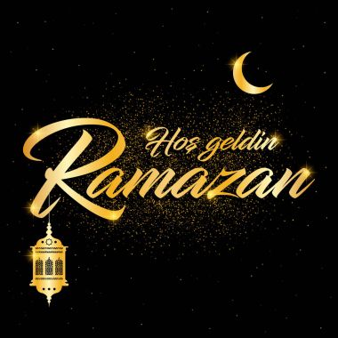 Ramazan Bayramı, ramazan kareem. ramazan tebrik kartı vektör çizim hoş geldiniz (Türkçe: hos geldin ramazan)