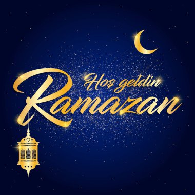 Ramazan Bayramı, ramazan kareem. ramazan tebrik kartı vektör çizim hoş geldiniz (Türkçe: hos geldin ramazan)