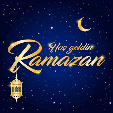 Ramazan Bayramı, ramazan kareem. ramazan tebrik kartı vektör çizim hoş geldiniz (Türkçe: hos geldin ramazan)