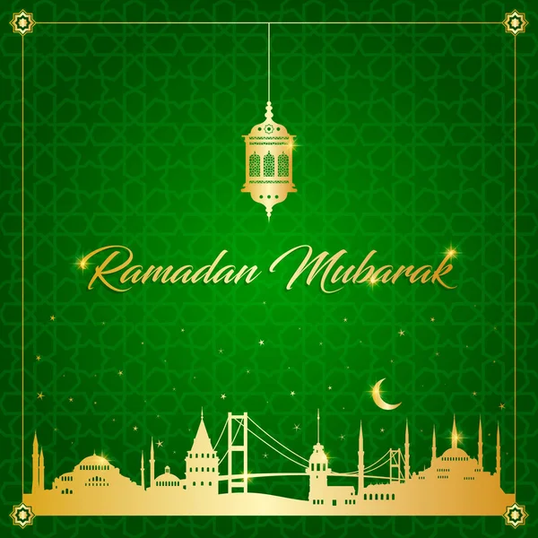 Ramadan mubarak, ramadan feast greeting card vector illustration — Stock Vector