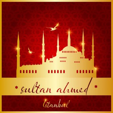 İstanbul sultan ahmed Camii logo, simge ve simge vektör çizim
