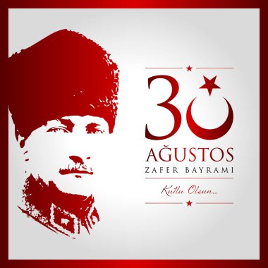 30 agu zafer bayrami vektör illüstrasyonu. (30 Ağustos, Zafer Günü Türkiye kutlama kartı.)