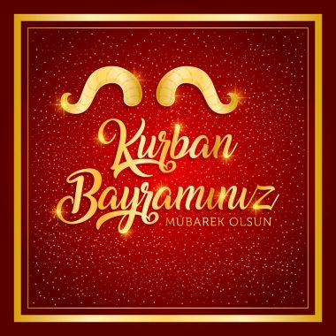 Kurban Bayramı, Kurban Bayramı-mübarek tebrik kartı vektör çizim İslam Festivali