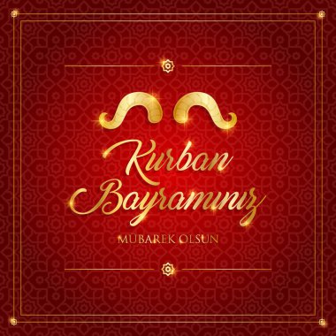 Kurban Bayramı, Kurban Bayramı-mübarek tebrik kartı vektör çizim İslam Festivali