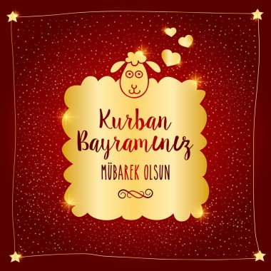 Kurban Bayramı, Kurban Bayramı-mübarek tebrik kartı vektör çizim İslam Festivali