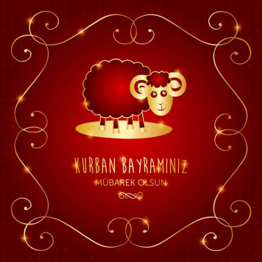 Kurban Bayramı, Kurban Bayramı-mübarek tebrik kartı vektör çizim İslam Festivali