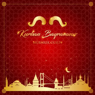 Kurban Bayramı, Kurban Bayramı-mübarek tebrik kartı vektör çizim İslam Festivali