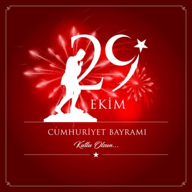 29 ekim cumhuriyet bayrami vektör illüstrasyonu. (29 Ekim, Cumhuriyet Günü Türkiye kutlama kartı.)