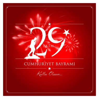 29 ekim cumhuriyet bayrami vektör illüstrasyonu. (29 Ekim, Cumhuriyet Günü Türkiye kutlama kartı.)