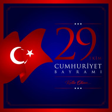 29 ekim cumhuriyet bayrami vektör illüstrasyonu. (29 Ekim, Cumhuriyet Günü Türkiye kutlama kartı.)