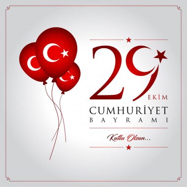 29 ekim cumhuriyet bayrami vektör illüstrasyonu. (29 Ekim, Cumhuriyet Günü Türkiye kutlama kartı.)