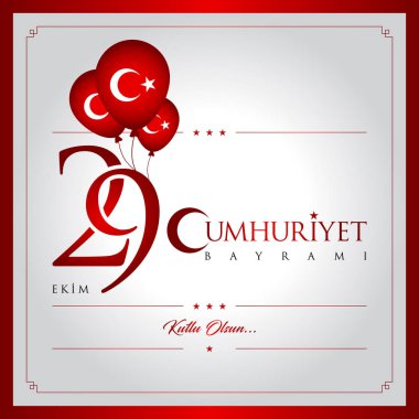 29 ekim cumhuriyet bayrami vektör illüstrasyonu. (29 Ekim, Cumhuriyet Günü Türkiye kutlama kartı.)