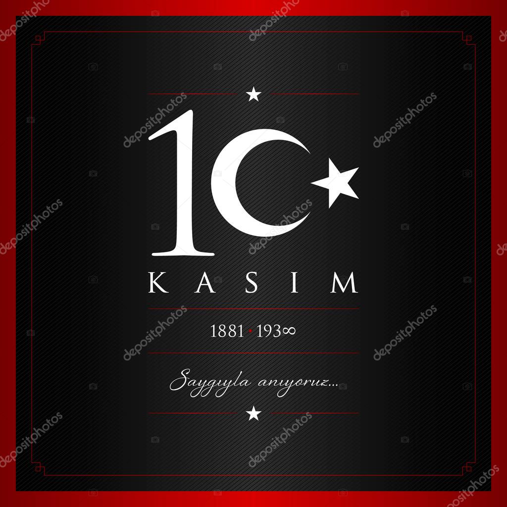 10 kasim vector illustration. (10 November, Mustafa Kemal Ataturk Death Day anniversary.)
