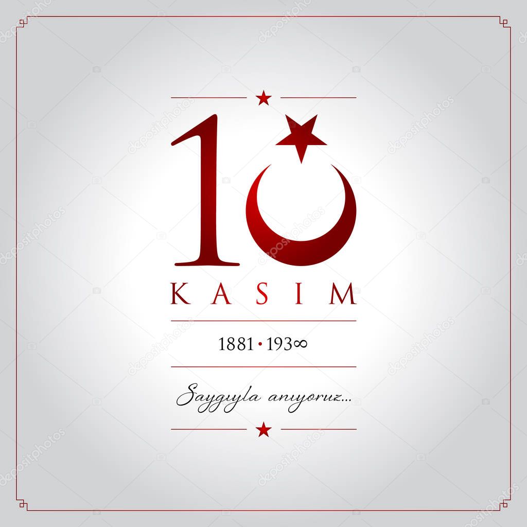 10 kasim vector illustration. (10 November, Mustafa Kemal Ataturk Death Day anniversary.)