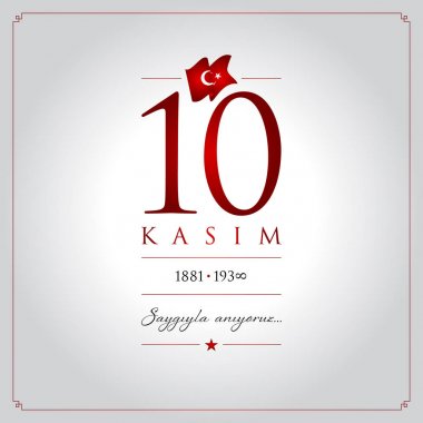 10 kasim vektör çizim. (10 Kasım, Mustafa Kemal Atatürk ölüm günü yıldönümü.)