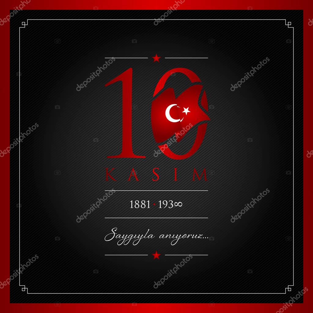10 kasim vector illustration. (10 November, Mustafa Kemal Ataturk Death Day anniversary.)