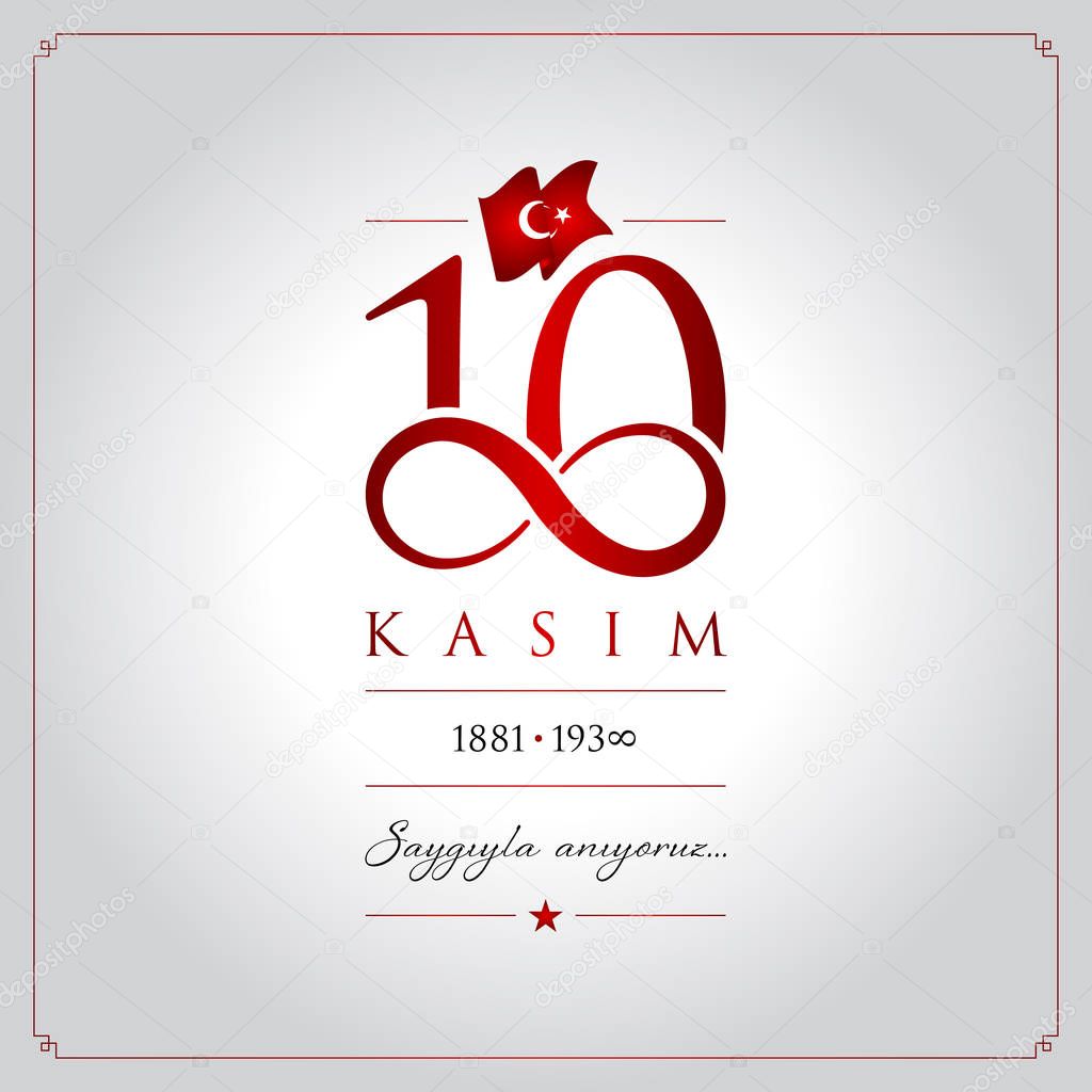 10 kasim vector illustration. (10 November, Mustafa Kemal Ataturk Death Day anniversary.)