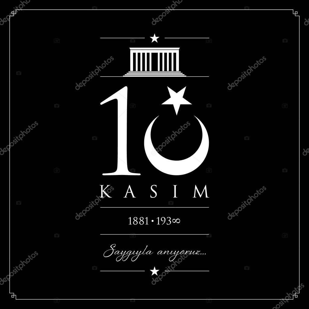 10 kasim vector illustration. (10 November, Mustafa Kemal Ataturk Death Day anniversary.)