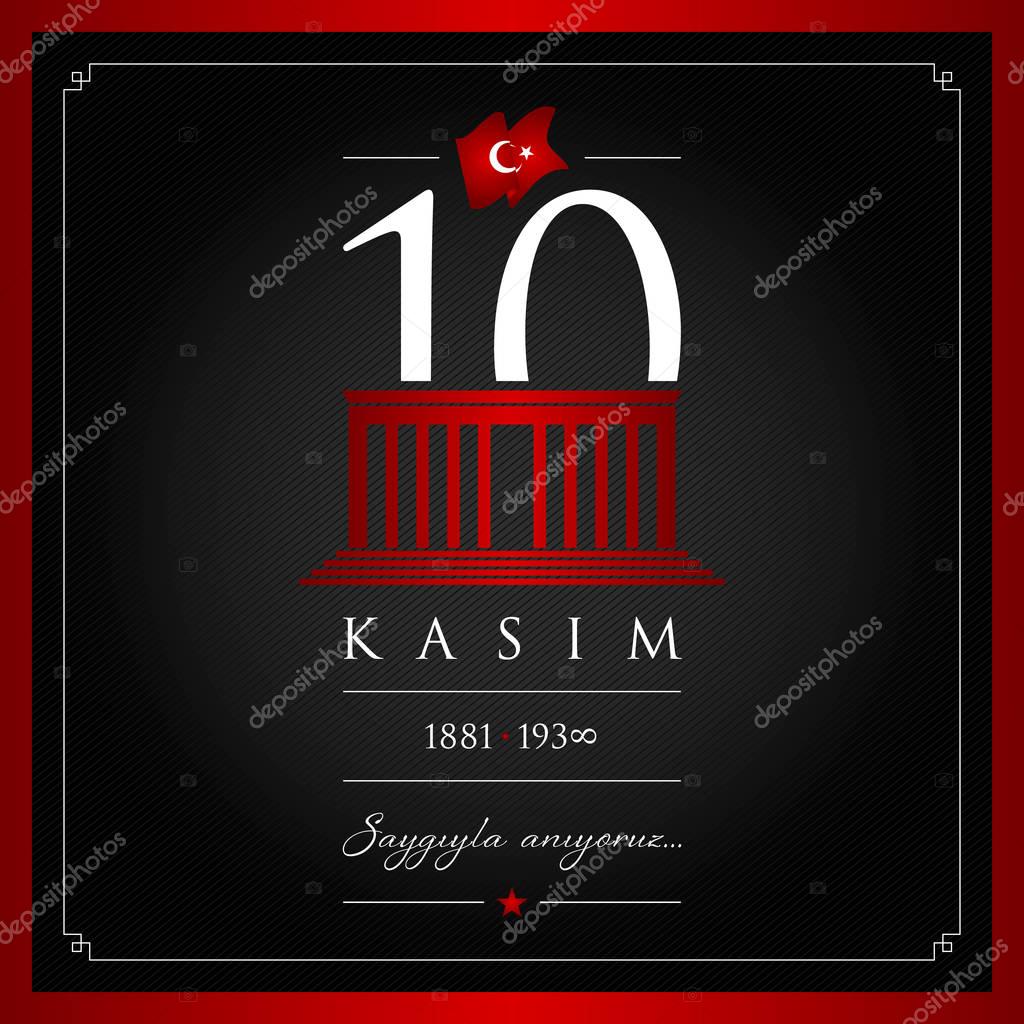 10 kasim vector illustration. (10 November, Mustafa Kemal Ataturk Death Day anniversary.)