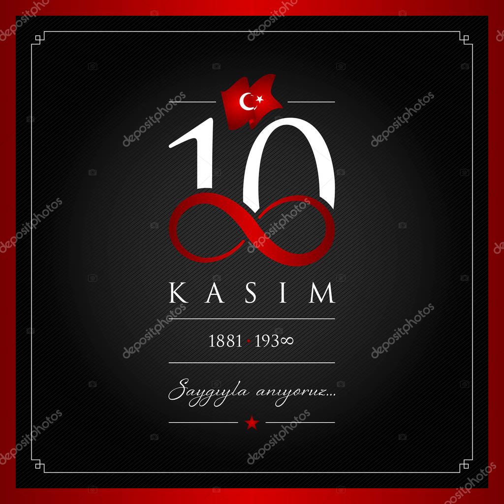 10 kasim vector illustration. (10 November, Mustafa Kemal Ataturk Death Day anniversary.)