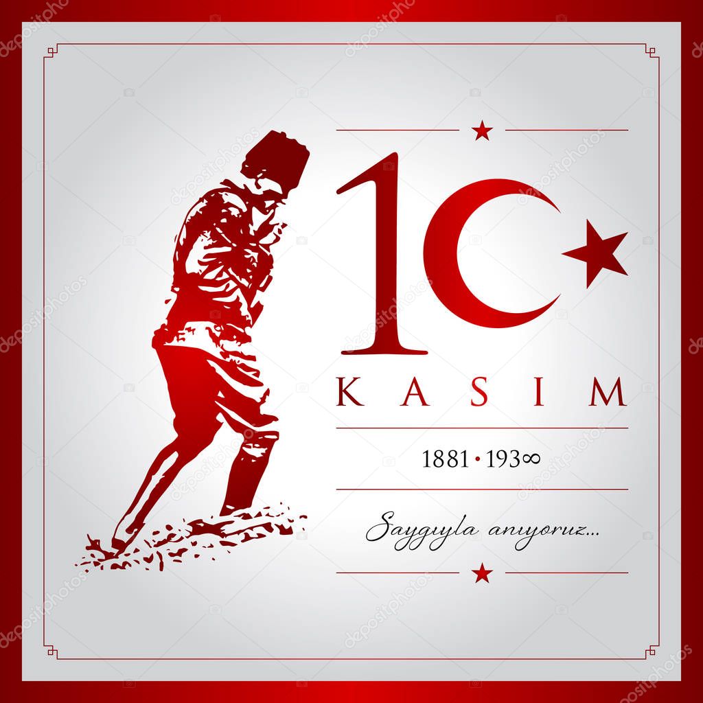 10 kasim vector illustration. (10 November, Mustafa Kemal Ataturk Death Day anniversary.)